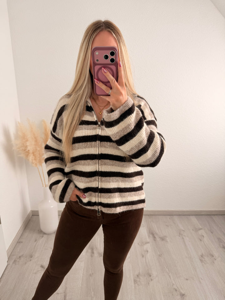 ZIPPER ALPAKA STRICKJACKE FALL