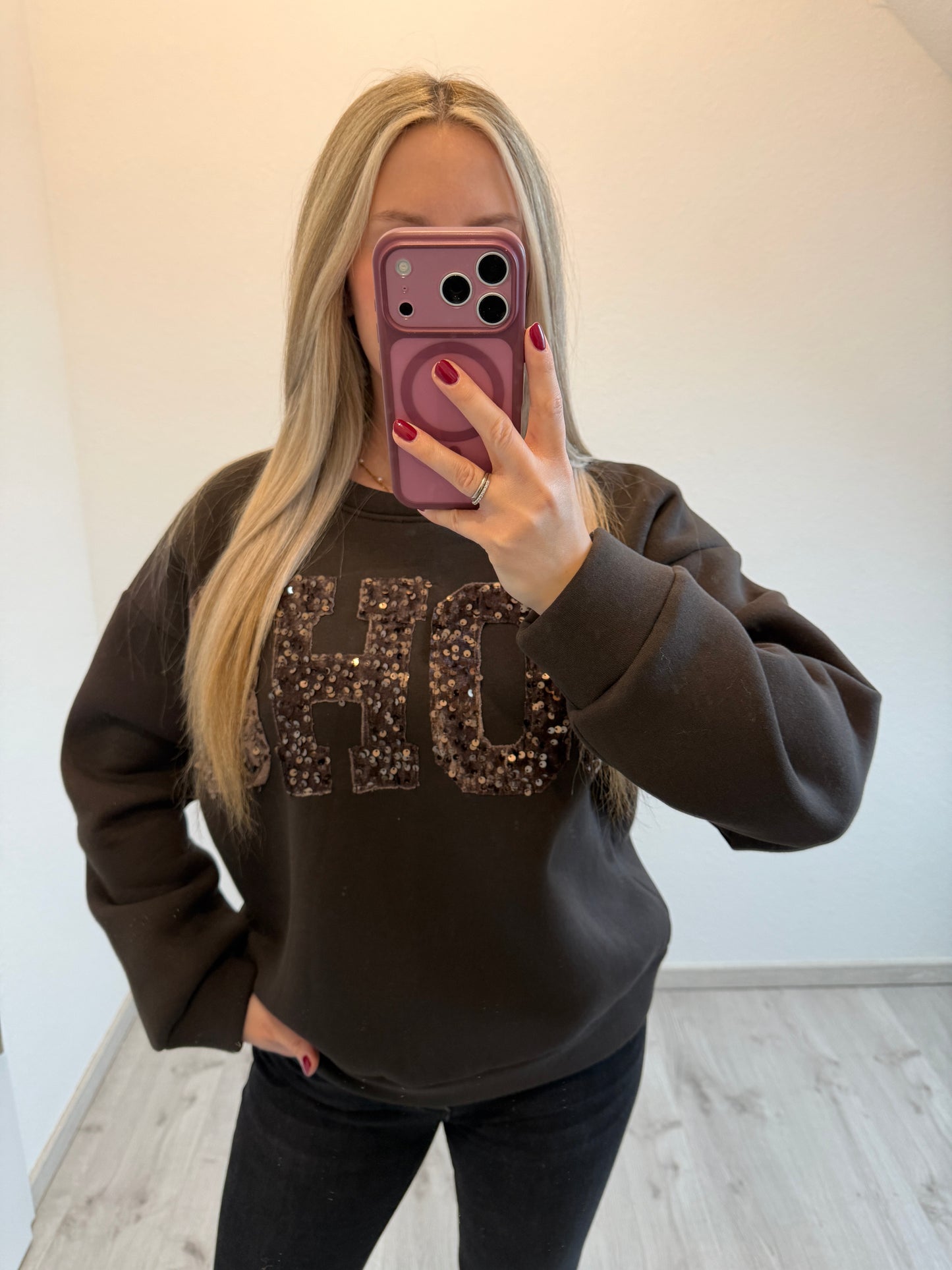 Sweater mit Soho Pailettenprint