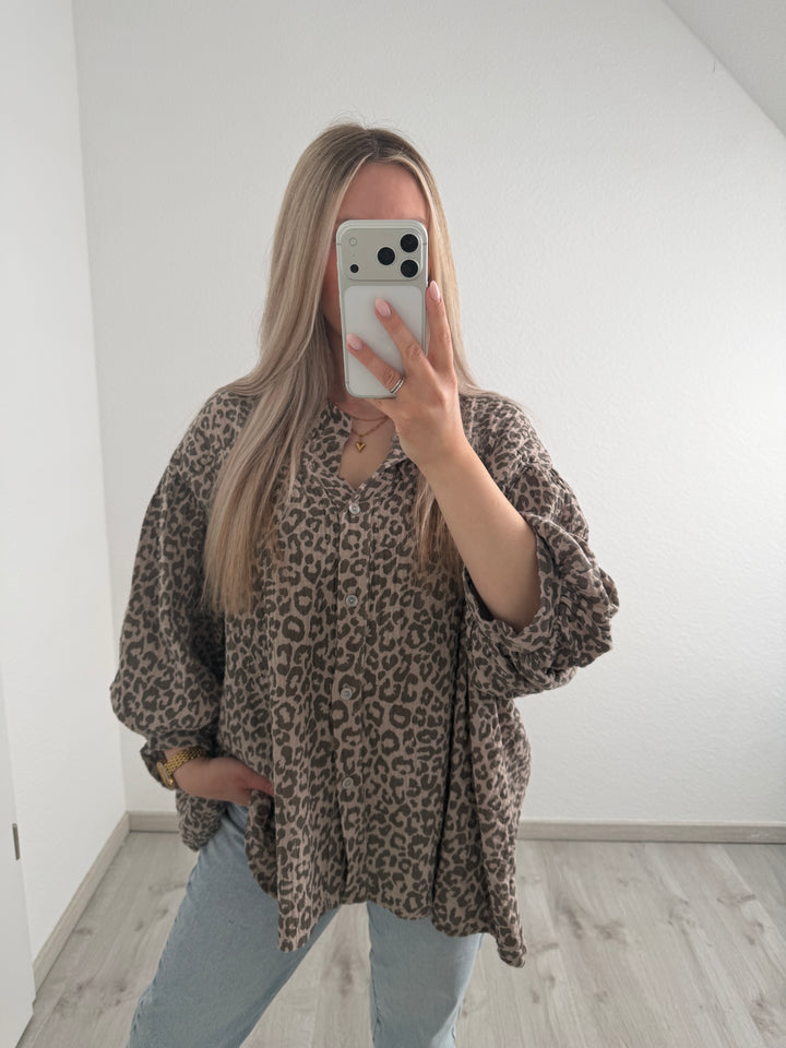 MUSSELINBLUSE LEOPRINT