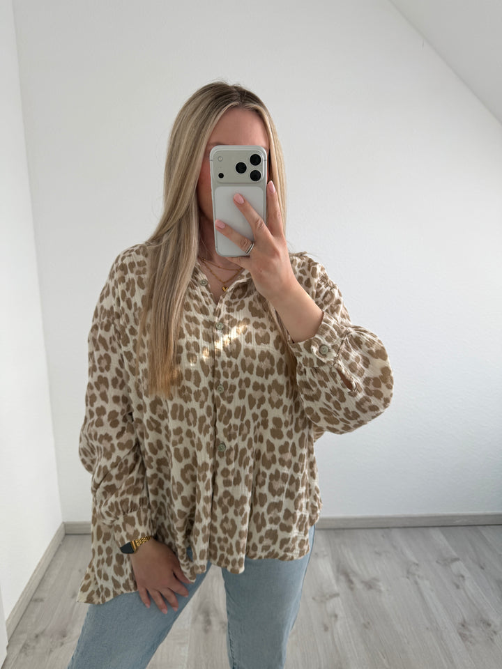 KURZE LEO MUSSELINBLUSE