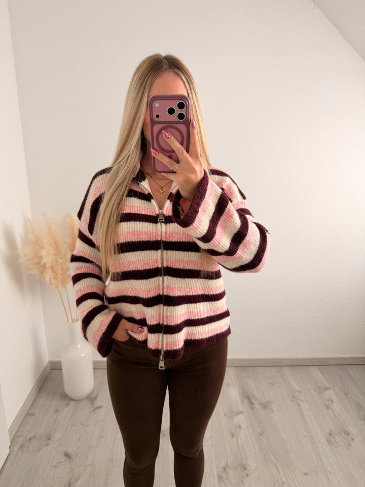 ZIPPER ALPAKA STRICKJACKE FALL