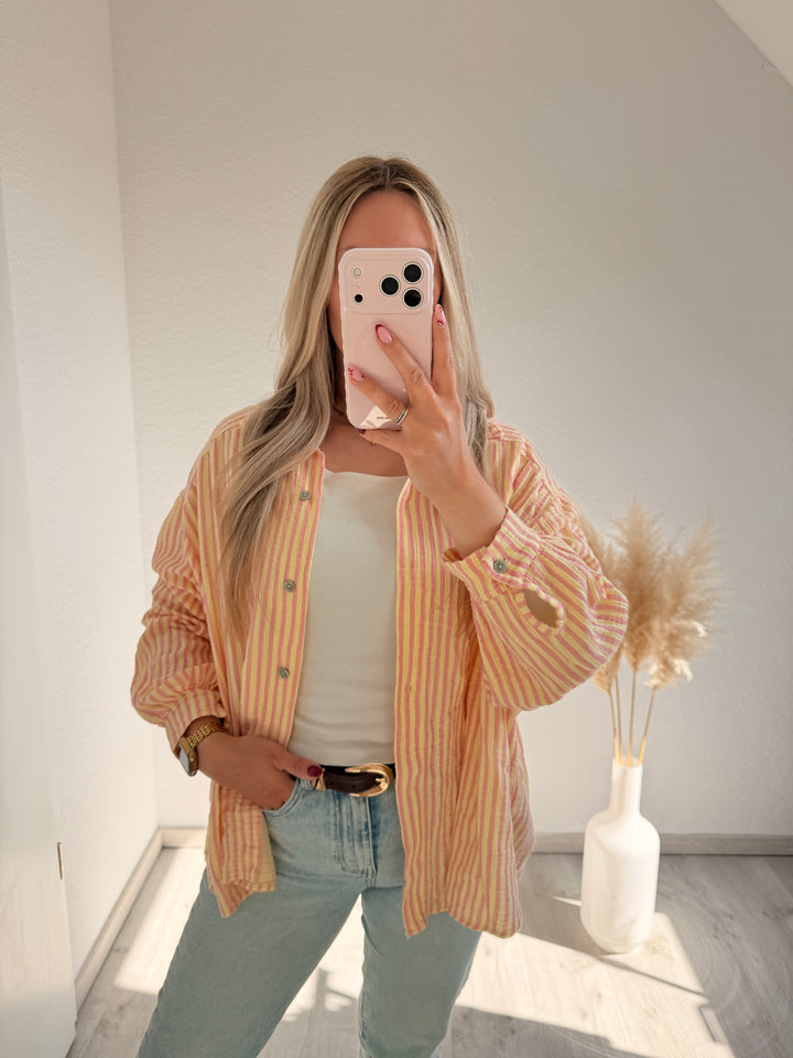 STREIFENMUSSELINBLUSE