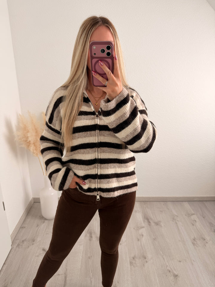 ZIPPER ALPAKA STRICKJACKE FALL