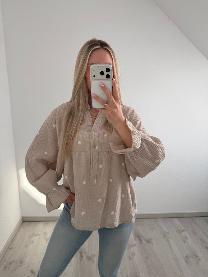 MUSSELINBLUSE HERZCHEN