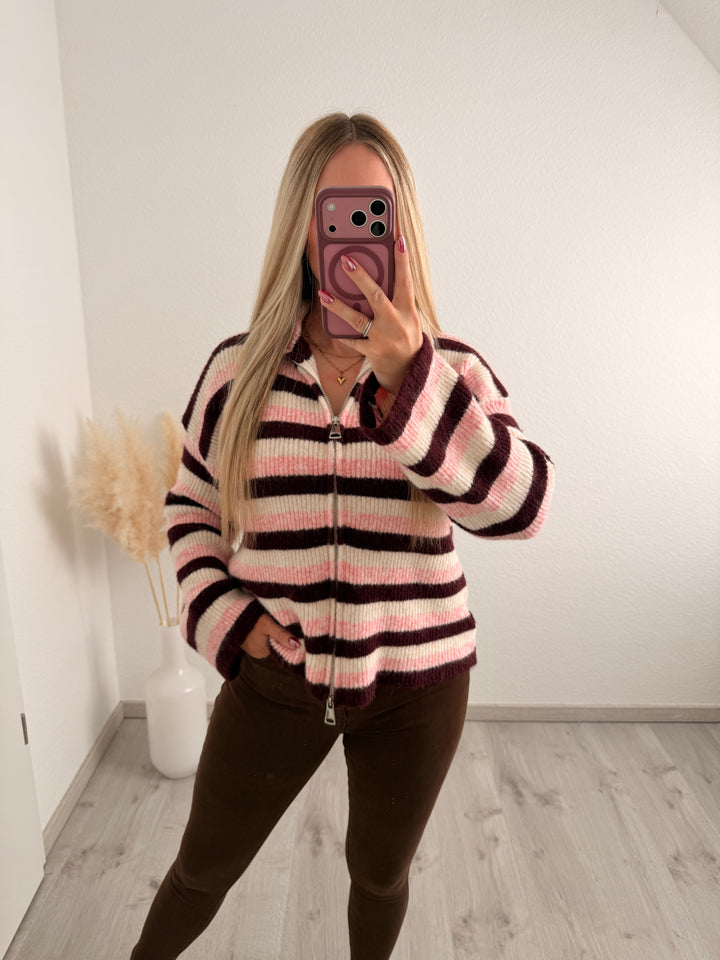 ZIPPER ALPAKA STRICKJACKE FALL