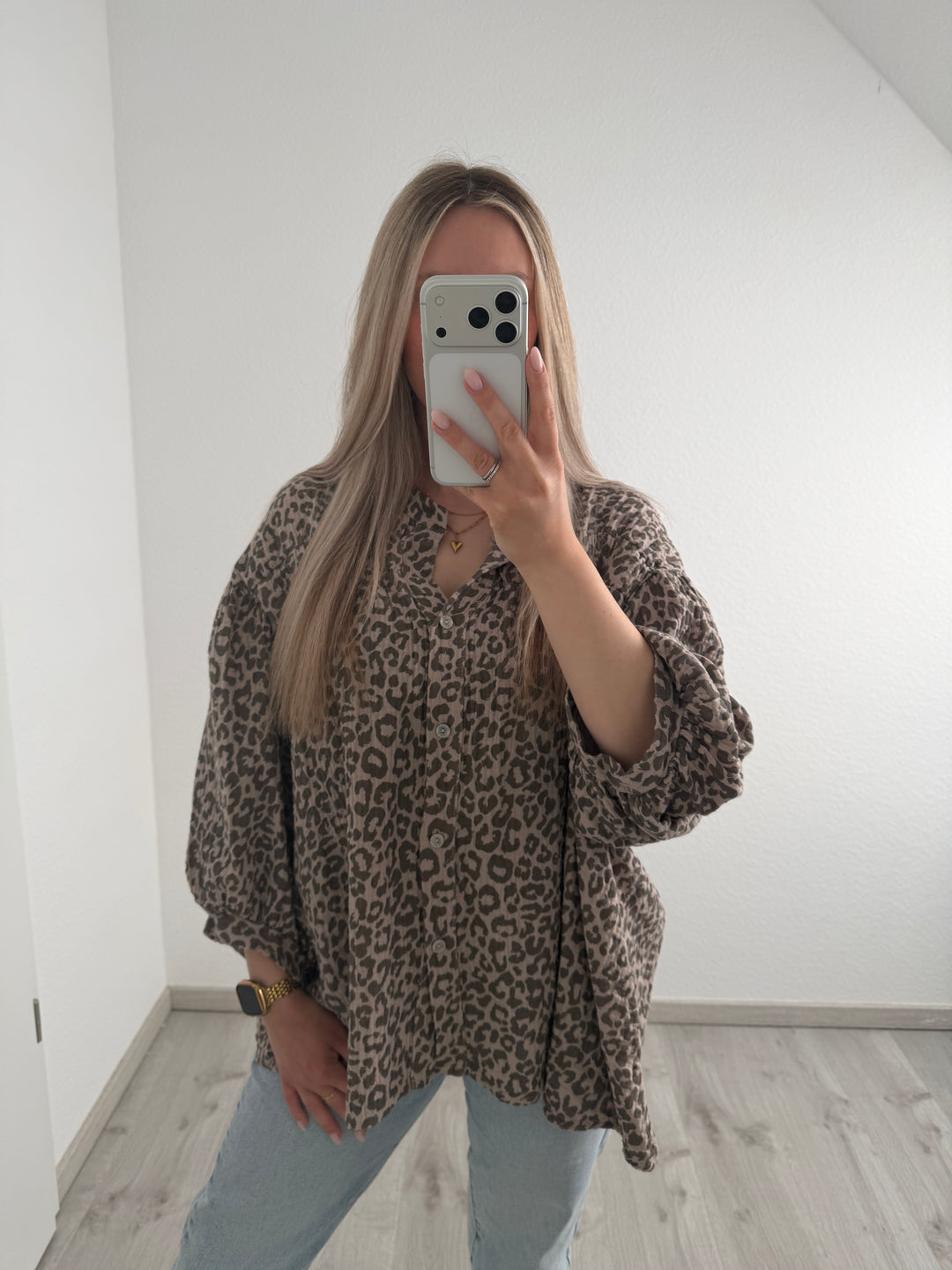 MUSSELINBLUSE LEOPRINT
