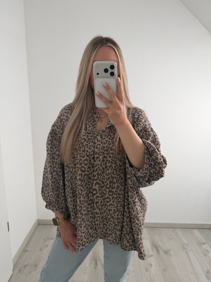 MUSSELINBLUSE LEOPRINT