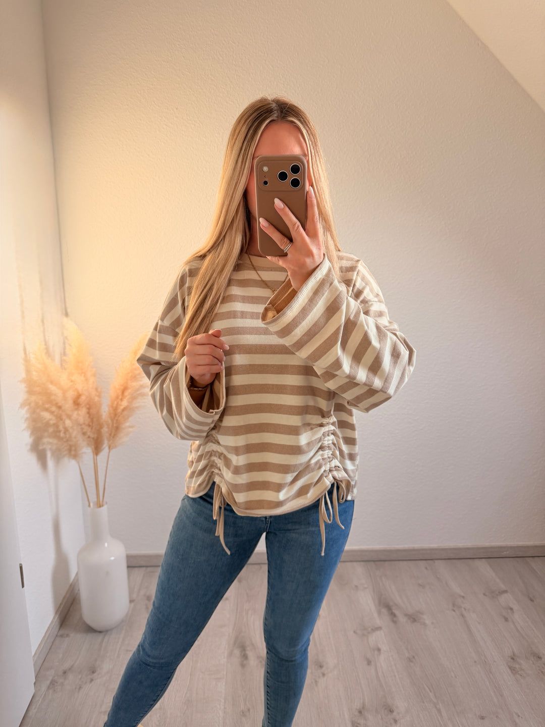 STREIFENSWEATSHIRT MIT RAFFUNG