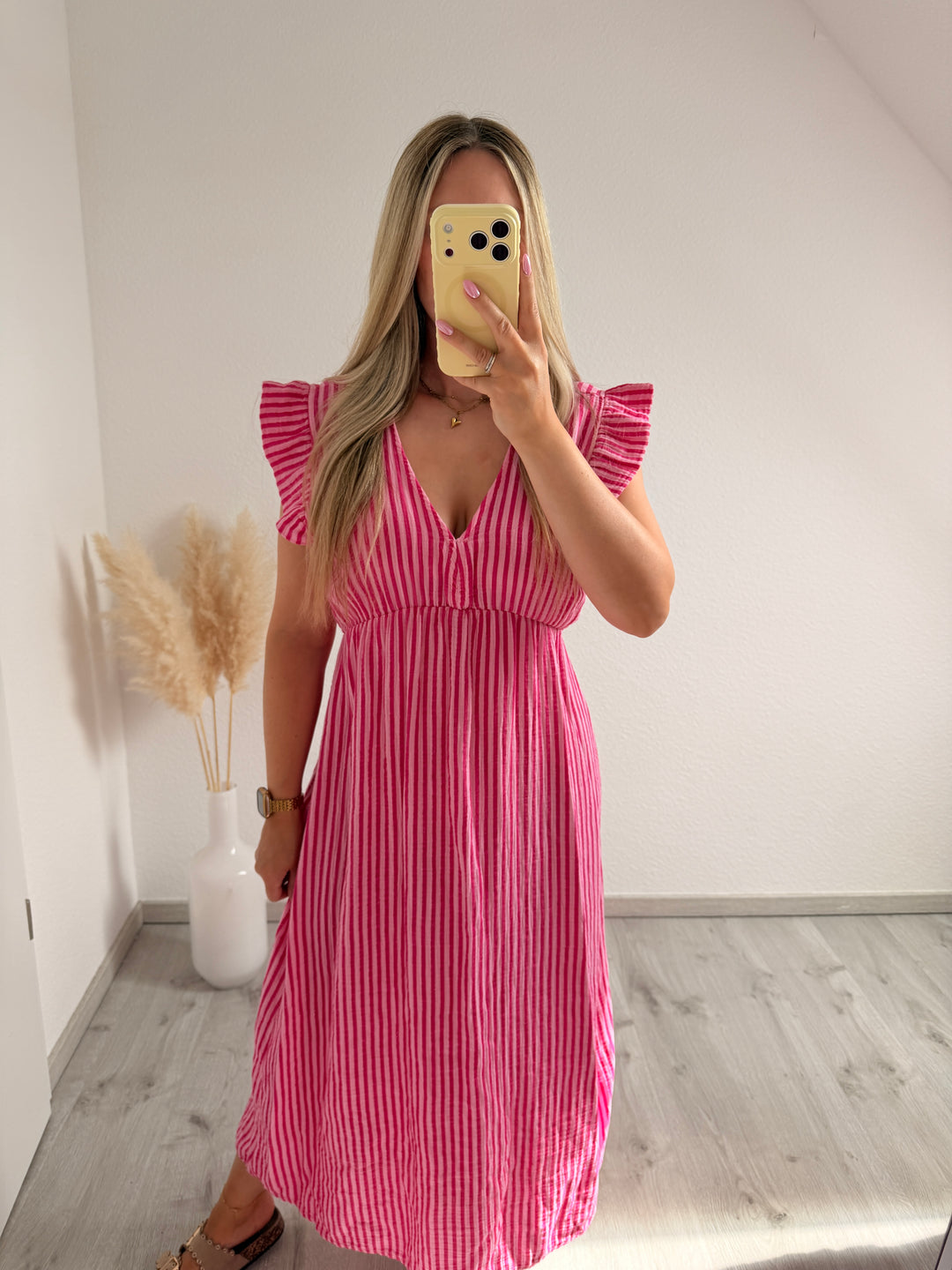 STREIFEN MUSSELINMAXIKLEID