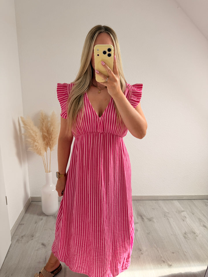 STREIFEN MUSSELINMAXIKLEID