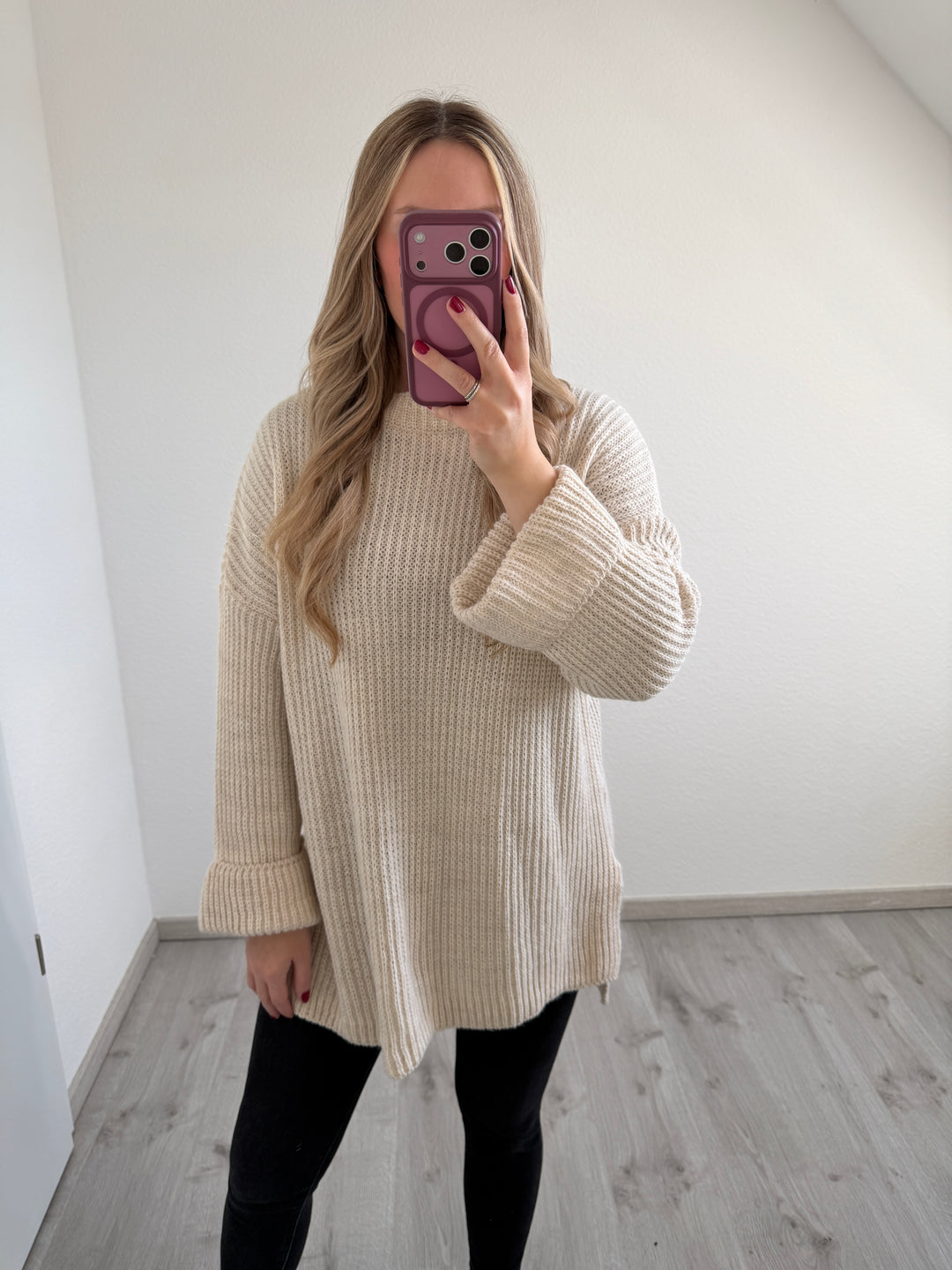LANGER SCHLITZPULLOVER (VERSCH. FARBEN)