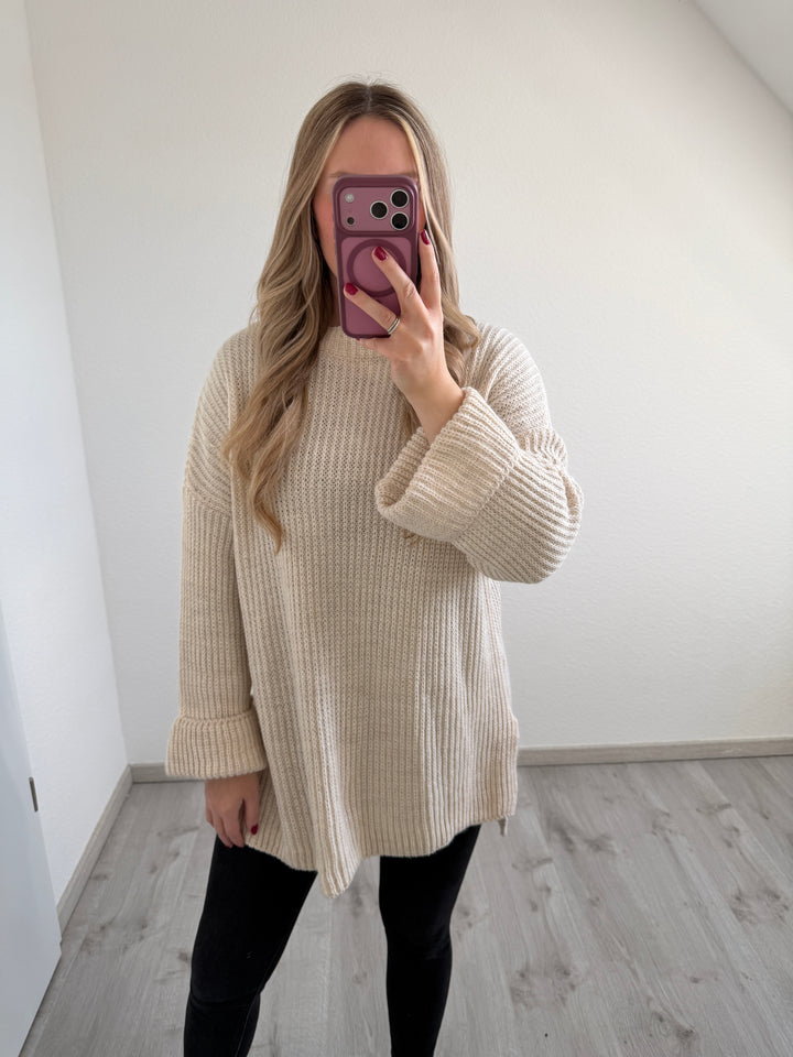 LANGER SCHLITZPULLOVER (VERSCH. FARBEN)