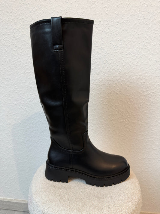 Schwarze Lederimitatstiefel