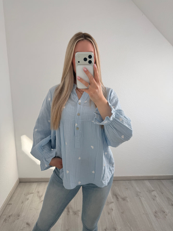 MUSSELINBLUSE HERZCHEN