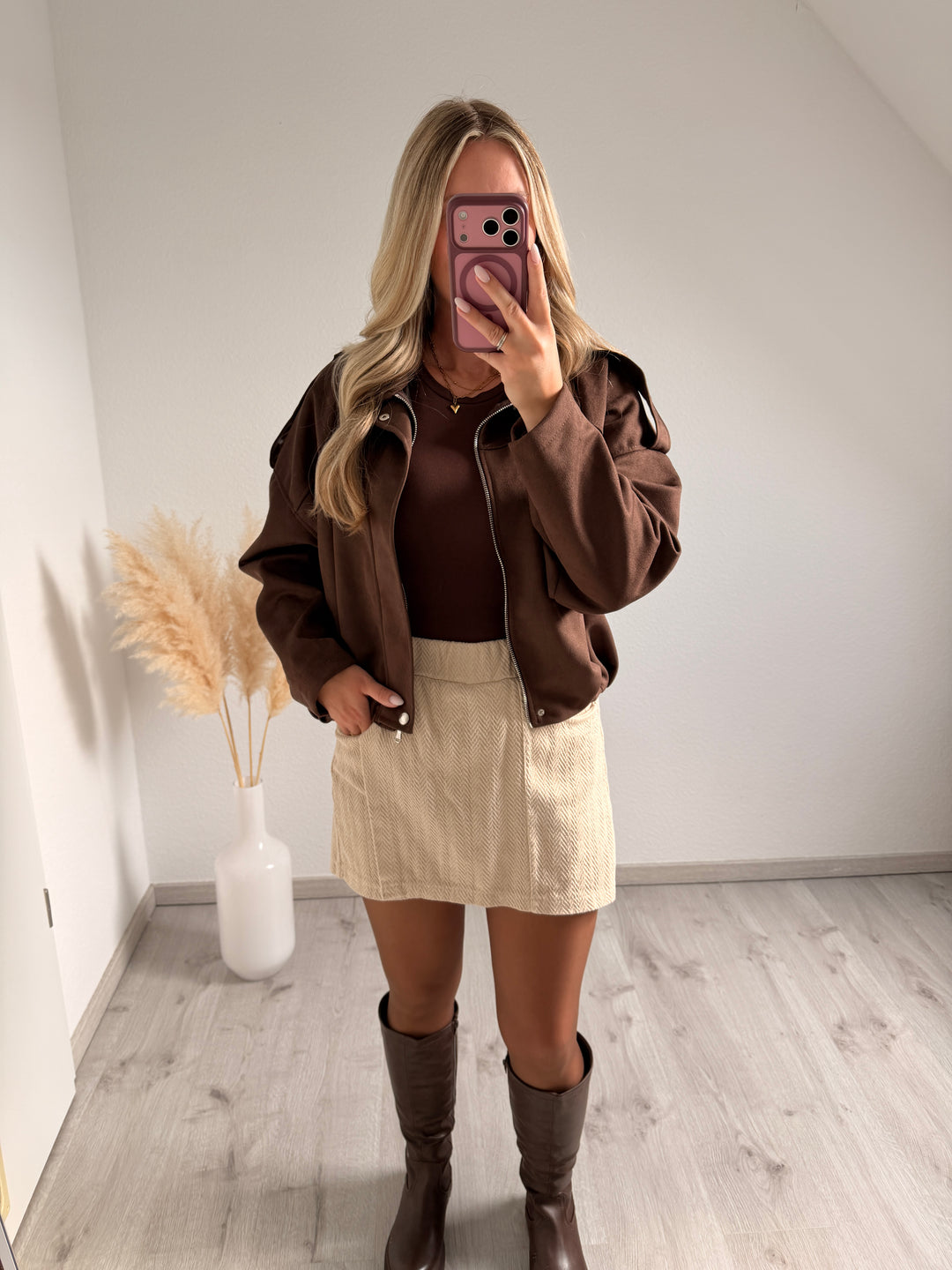 SKORT MIT FISCHGRÄTMUSTER