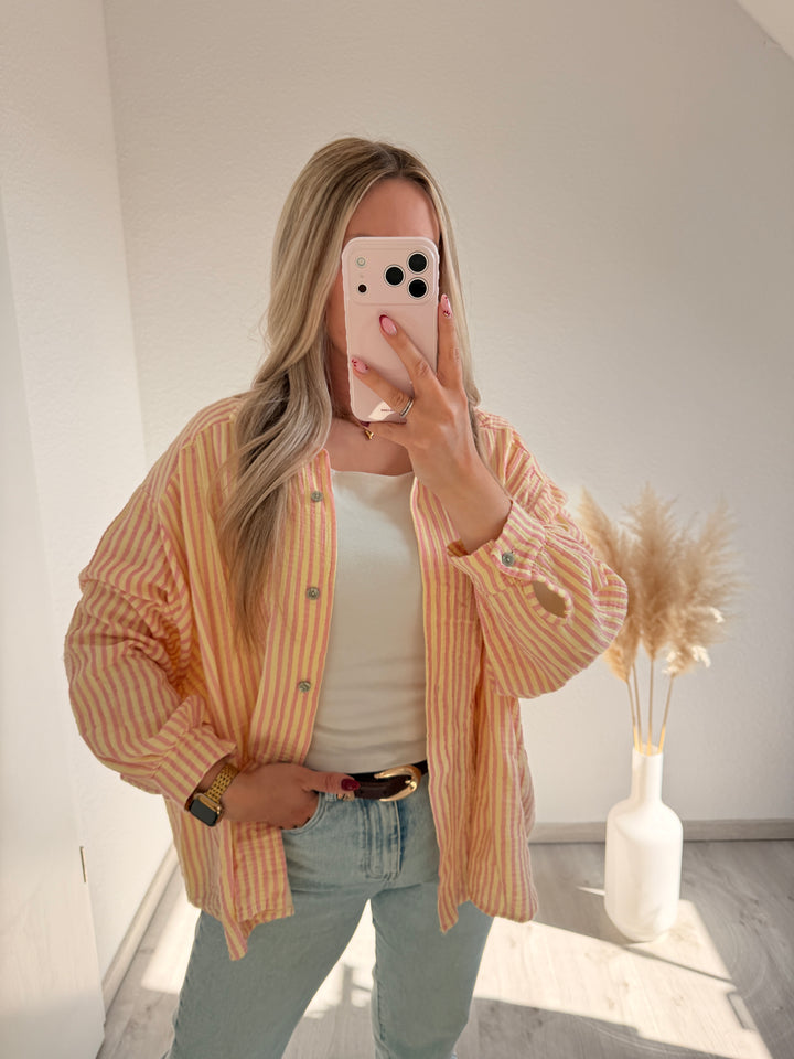 STREIFENMUSSELINBLUSE