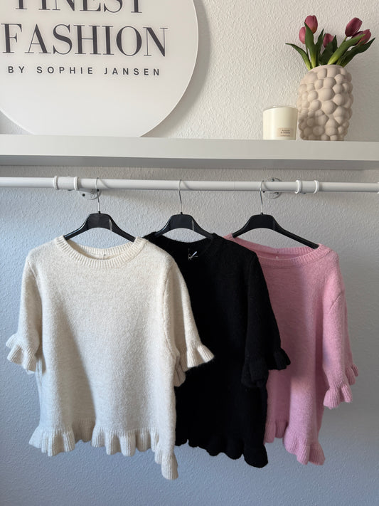 Kurzarmpullover mit Rüschen (versch. Farben)